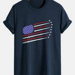 Regular Fit Fighter Jets American Flag Print Cotton T-Shirt