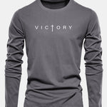 Long Sleeve Victory Slogan Print Cotton T-Shirt