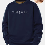 Victory Slogan Print Teddy Fleece Lined Sweatshirt