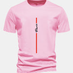 Regular Fit Stripe Paris Print Cotton T-Shirt