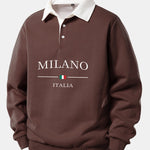 Milano Print Contrast Polo Collar Sweatshirt