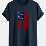 Regular Fit American Flag Print Cotton T-Shirt