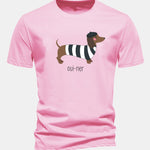 Regular Fit French Dachshund Print Cotton T-Shirt