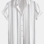 Geometric Striped Jacquard Button Up Shirt