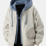Contrast 2 In 1 Hooded Bomber Jacket