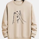 Cat High-Five Print Relax Fit Sweatshirt