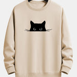 Black Cat Print Relax Fit Sweatshirt