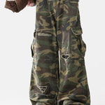 Baggy Fit Camo Ripped Wide Leg Pants