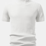 Ribbed Mock Neck Knitted Sweater T-Shirt