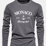 Long Sleeve Monaco Print Cotton T-Shirt