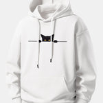 Black Cat Print Relax Fit Hoodie