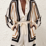 Long Sleeves Loose Plaid Striped Lapel Blouses&Shirts Tops