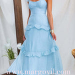 Backless Lace-up Ruffle Trim Sleeveless Maxi Dress