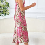 Goya snakeskin strap deep v-neck dress