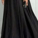 Long Sleeves Loose Rhinestone Round-Neck Maxi Dresses