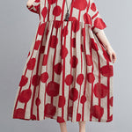 Original Polka-Dot Split-Joint Round-Neck Midi Dress