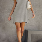 Casual Solid Slit O Neck A Line Dresses