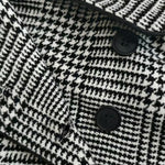 Long Sleeves Loose Asymmetric Houndstooth Plaid Stand Collar Jackets Outerwear