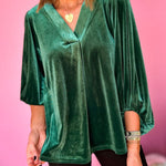 Women's Gold Velvet Long Sleeve Top V Neck Shirt