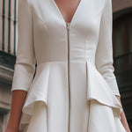 Zip-Front Peplum Hem Mini Dress