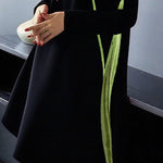 A-Line Long Sleeves Flower Print Pockets Mock Neck Midi Dresses