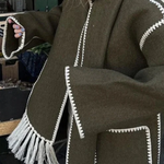 Scarf-Neckline Felt Woolen Coat