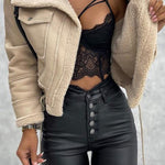 Lambswool short zipper biker jacket