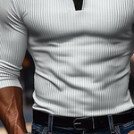 Men's Knitted Contrast Striped Long-sleeved POLO Shirt