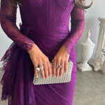 Long Sleeves Mermaid Mesh See-Through Split-Side Square-Neck Evening Dresses Maxi Dresses