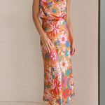 Fascinating Day Floral Halter Neck Elastic Waist Maxi Dress
