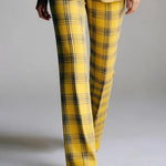 Column Loose Contrast Color Plaid Split-Joint Blazer Pants