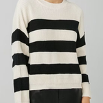 Loose-fitting, Versatile Striped Contrast-color Pullover Knitted Sweater