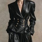 Long Sleeves Buttoned Solid Color Notched Collar Jackets Outerwear