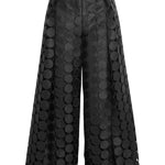 High Waisted Wide Leg Hollow Polka Dot Solid Color Pants Trousers
