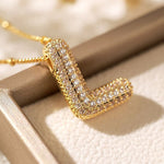 Pavé Bubble Letter Monogram Necklace