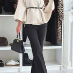 Elegant Moment Woolen Button Turtleneck Belted Oversized Cape