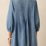 Fate Would Have It Denim Playful Pleats Pocket A-line Mini Dress