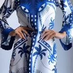 Blue Mysterious Eyes Print Mini Dress
