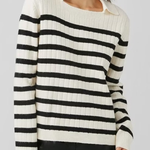 Lapel Loose Casual Striped Knit Sweater