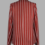 Long Sleeves Loose Striped Notched Collar Blazer Outerwear