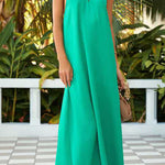 Sleeveless halter neck sexy open back solid color dress