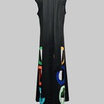 Loose Sleeveless Colorful Hollow Shawl Collar Maxi Dresses
