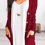 Knitted Solid Color Button Down Chunky Outwear Cardigan