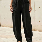 Loose Plus Size Elasticity Pockets Solid Color Pants