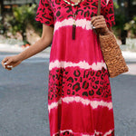 Gradient Leopard Print Casual Midi Dress