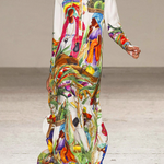 Long Sleeves Loose Asymmetric Printed Split-Joint Lapel Maxi Dresses Shirt Dress