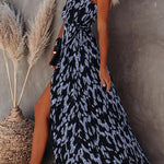 College Vacation Zebra Print Patchwork V Neck Sling Dress Dresses