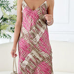 Goya snakeskin strap deep v-neck dress