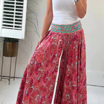 Ethnic Paisley Print Elastic Patchwork Waist Pocketed Lightweight Pants