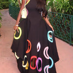 A-Line High Waisted Contrast Color Hollow Round-Neck Maxi Dresses